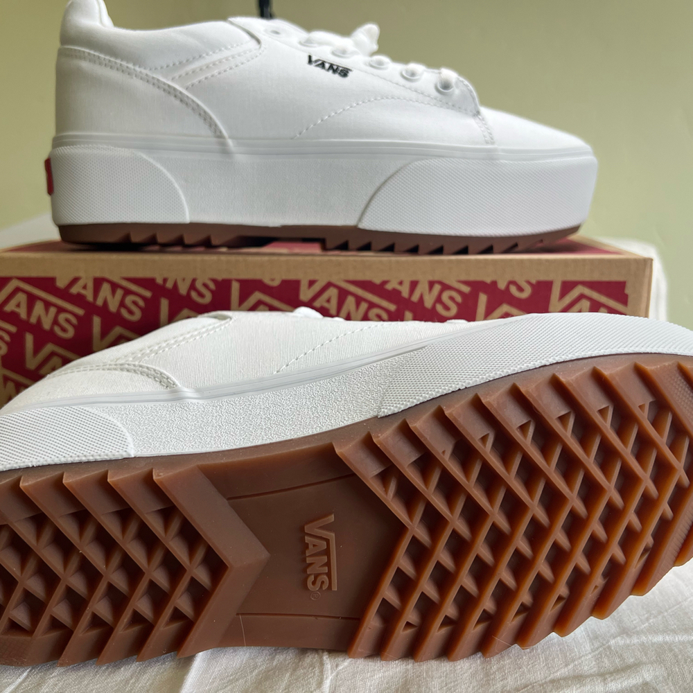 NEW Vans white Seldan platform sneaker shoes size 10 - Picture 4 of 6